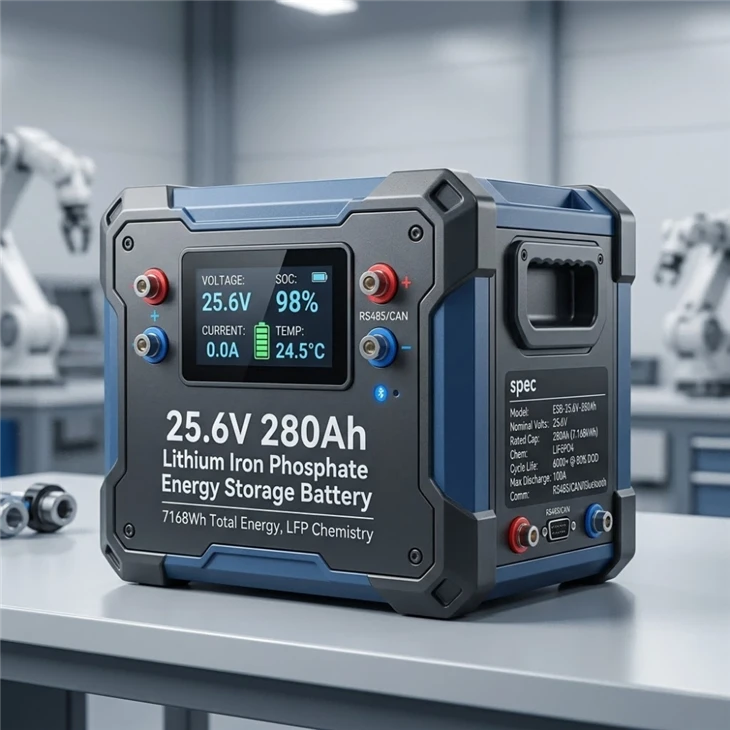 25,6V 280Ah Lithium Iron Phosphate Energilagringsbatteri
